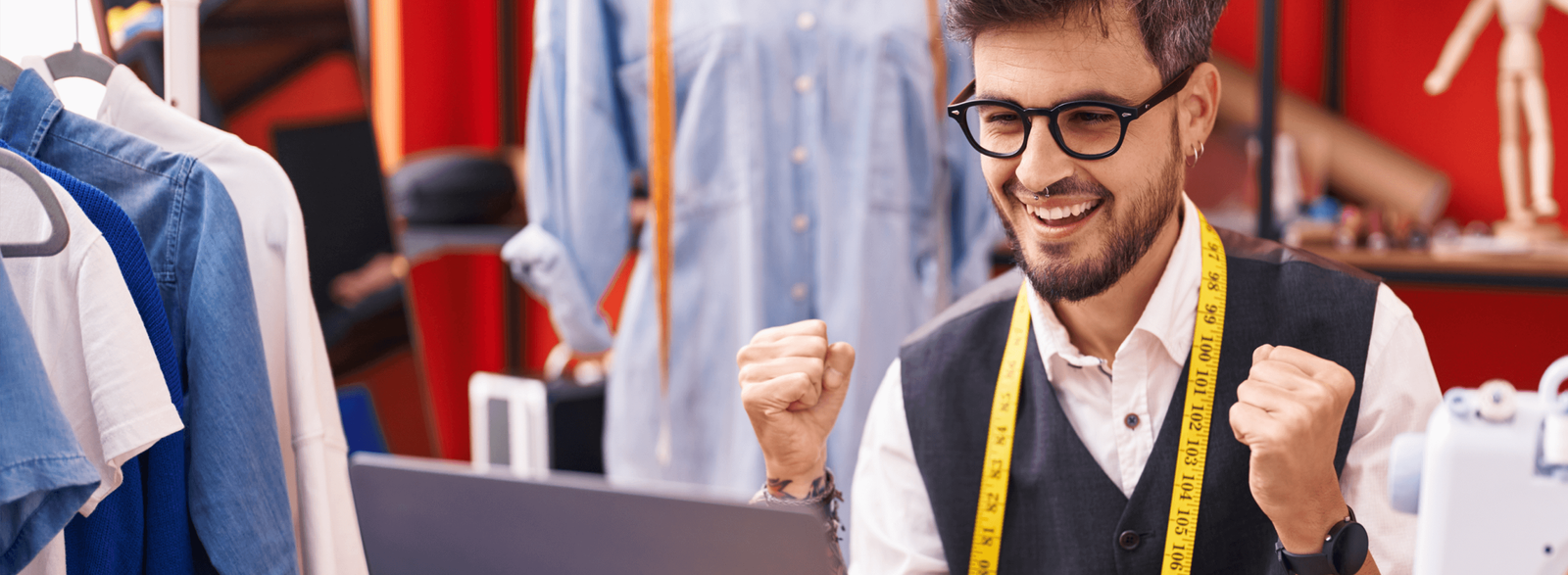 A young tailor in his shop